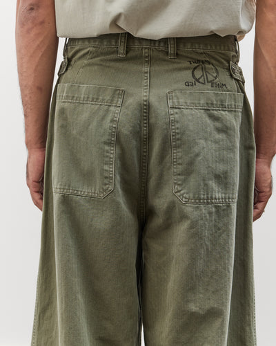 Kapital Herringbone FATIGUE Baggy Pants, Khaki
