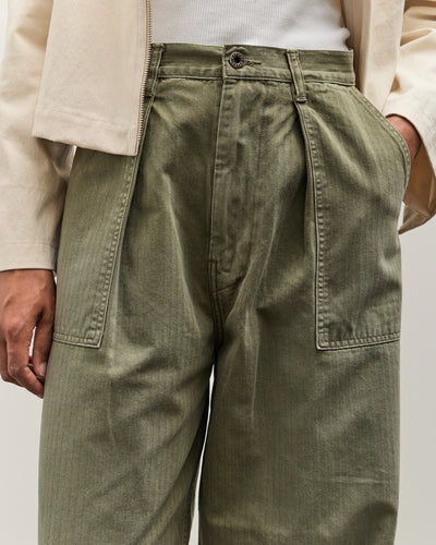 Kapital Herringbone FATIGUE Baggy Pants, Khaki