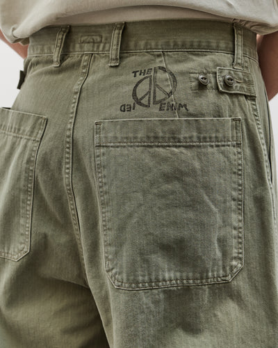 Kapital Herringbone FATIGUE Baggy Pants, Khaki