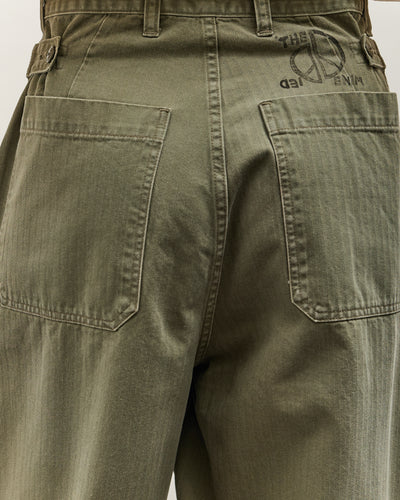Kapital Herringbone FATIGUE Baggy Pants, Khaki