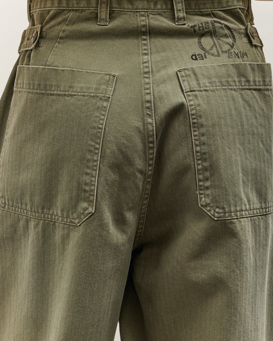 Kapital Herringbone FATIGUE Baggy Pants, Khaki