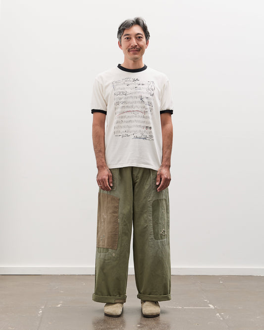 Kapital Herringbone FATIGUE Baggy Pants (RUSHFILED Remake), Khaki