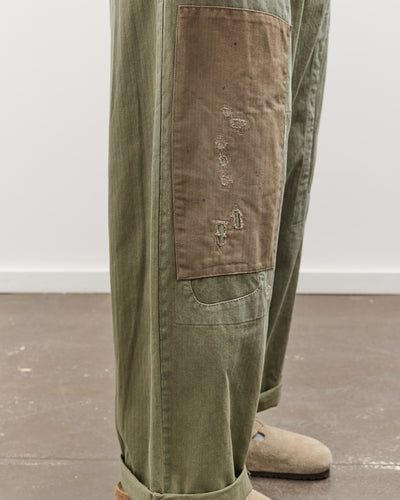 Kapital Herringbone FATIGUE Baggy Pants (RUSHFILED Remake), Khaki