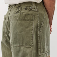 Kapital Herringbone FATIGUE Baggy Pants (RUSHFILED Remake), Khaki
