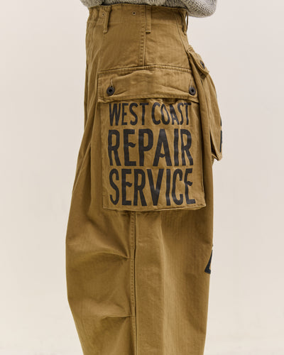 Kapital Herringbone Jumbo Monkey Pants - Factory Repaired & Embroidery, Camel