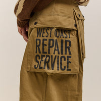 Kapital Herringbone Jumbo Monkey Pants, Factory Repaired & Embroidery Unisex, Camel