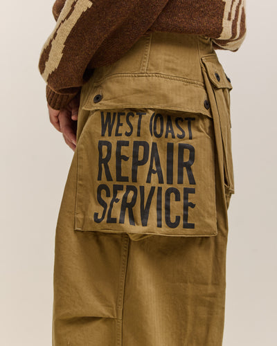 Kapital Herringbone Jumbo Monkey Pants, Factory Repaired & Embroidery Unisex, Camel