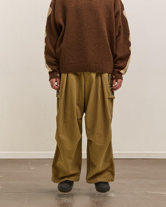 Kapital Herringbone Jumbo Monkey Pants, Factory Repaired & Embroidery Unisex, Camel