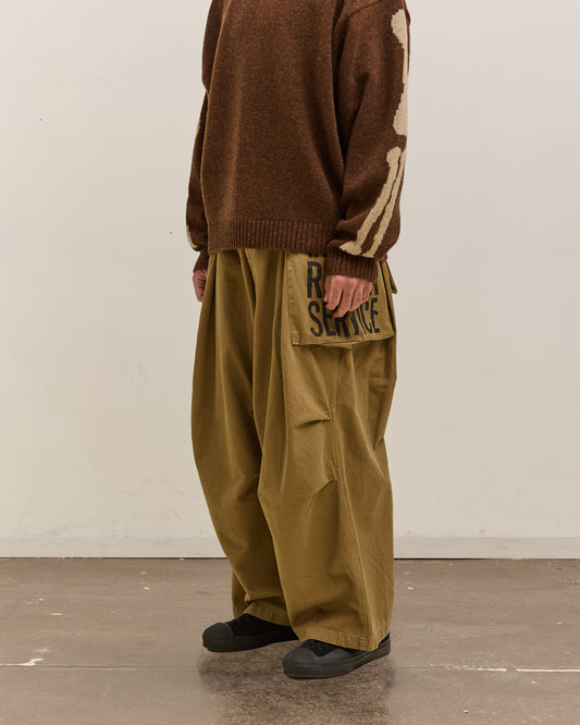 Kapital Herringbone Jumbo Monkey Pants, Factory Repaired & Embroidery Unisex, Camel