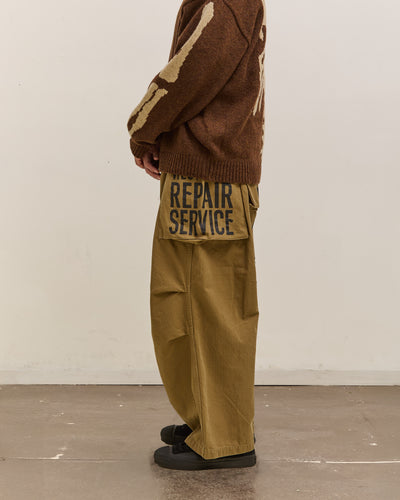 Kapital Herringbone Jumbo Monkey Pants, Factory Repaired & Embroidery Unisex, Camel