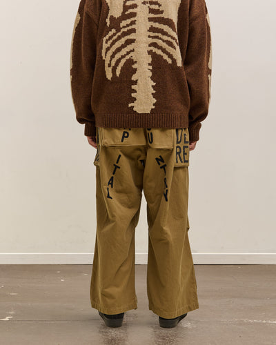 Kapital Herringbone Jumbo Monkey Pants, Factory Repaired & Embroidery Unisex, Camel