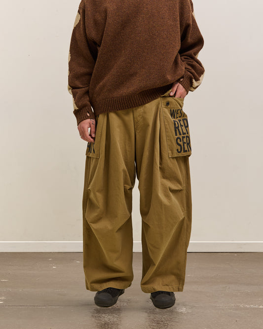 Kapital Herringbone Jumbo Monkey Pants, Factory Repaired & Embroidery Unisex, Camel