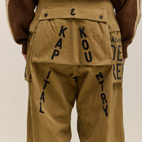 Kapital Herringbone Jumbo Monkey Pants, Factory Repaired & Embroidery Unisex, Camel