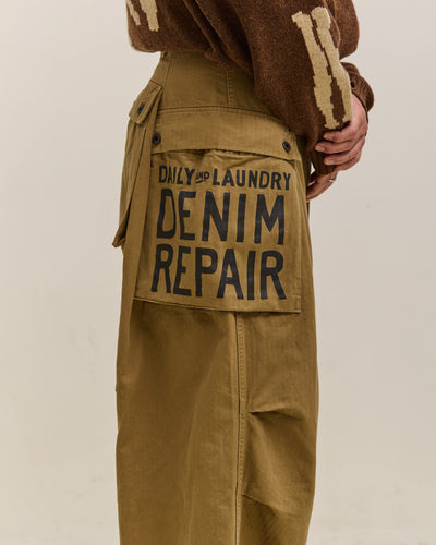 Kapital Herringbone Jumbo Monkey Pants, Factory Repaired & Embroidery Unisex, Camel