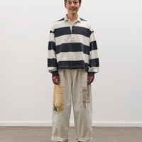 Kapital JAIL Stripe Jersey BIG Rugger Shirt, BLKxECR