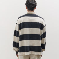 Kapital JAIL Stripe Jersey BIG Rugger Shirt, BLKxECR