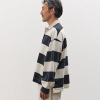 Kapital JAIL Stripe Jersey BIG Rugger Shirt, BLKxECR