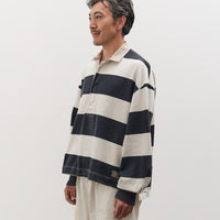 Kapital JAIL Stripe Jersey BIG Rugger Shirt, BLKxECR