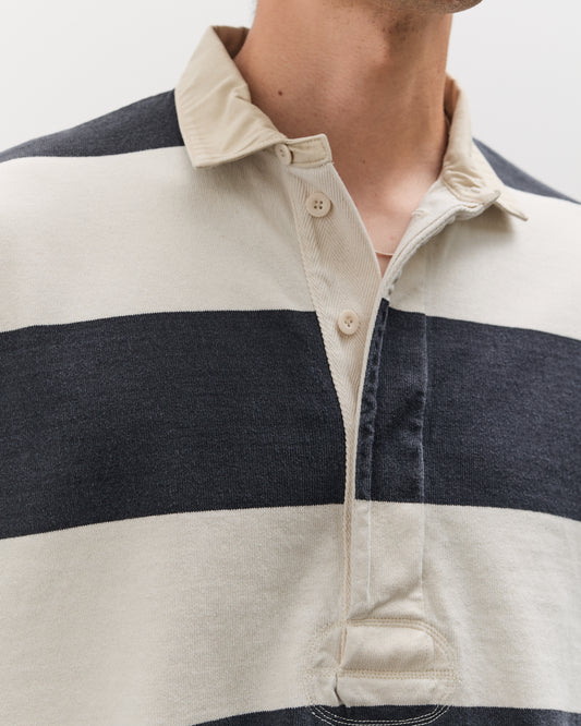 Kapital JAIL Stripe Jersey BIG Rugger Shirt, BLKxECR
