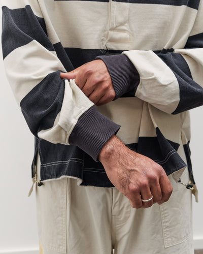 Kapital JAIL Stripe Jersey BIG Rugger Shirt, BLKxECR