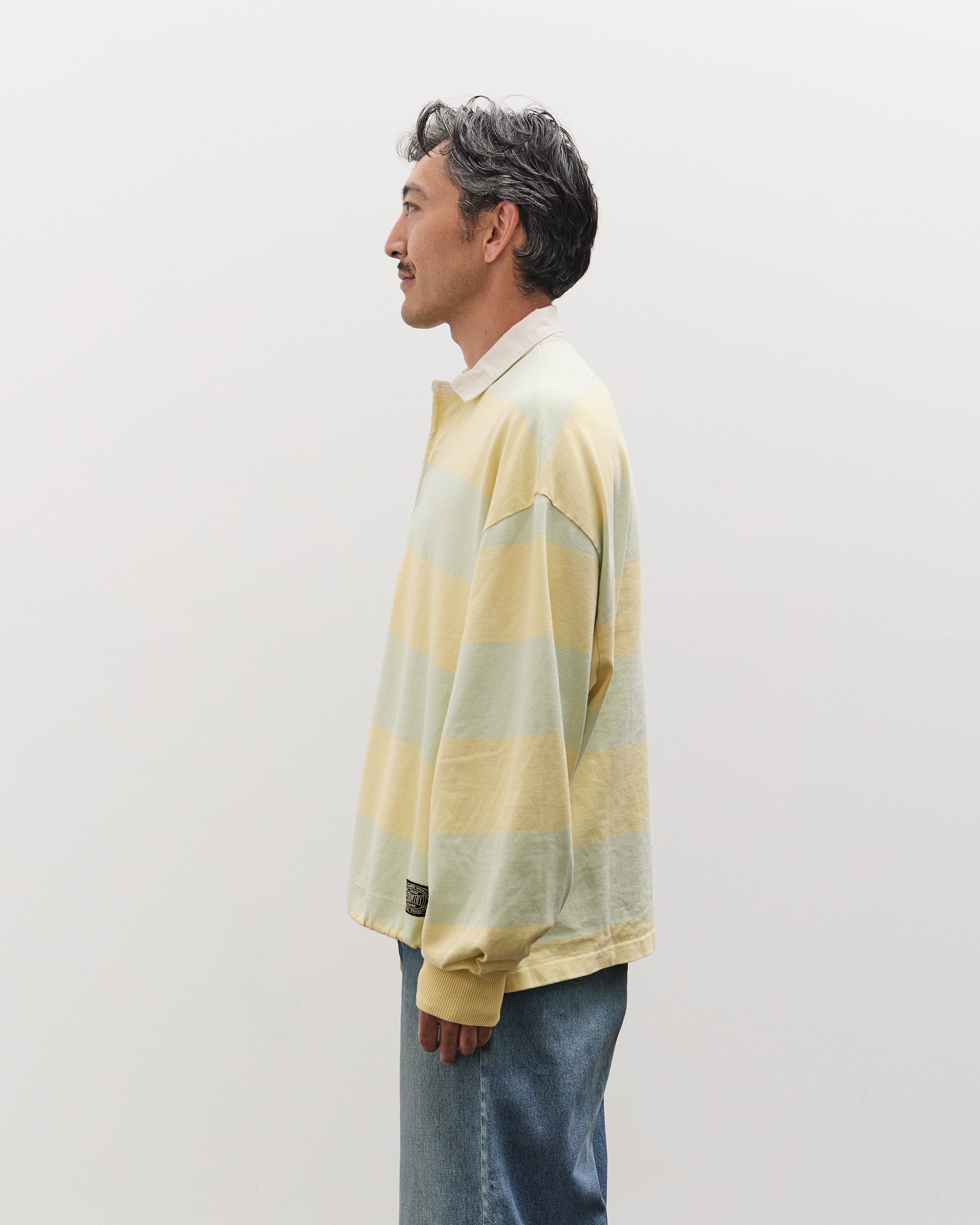 Kapital JAIL Stripe Jersey BIG Rugger Shirt, YELxGRN – Glasswing