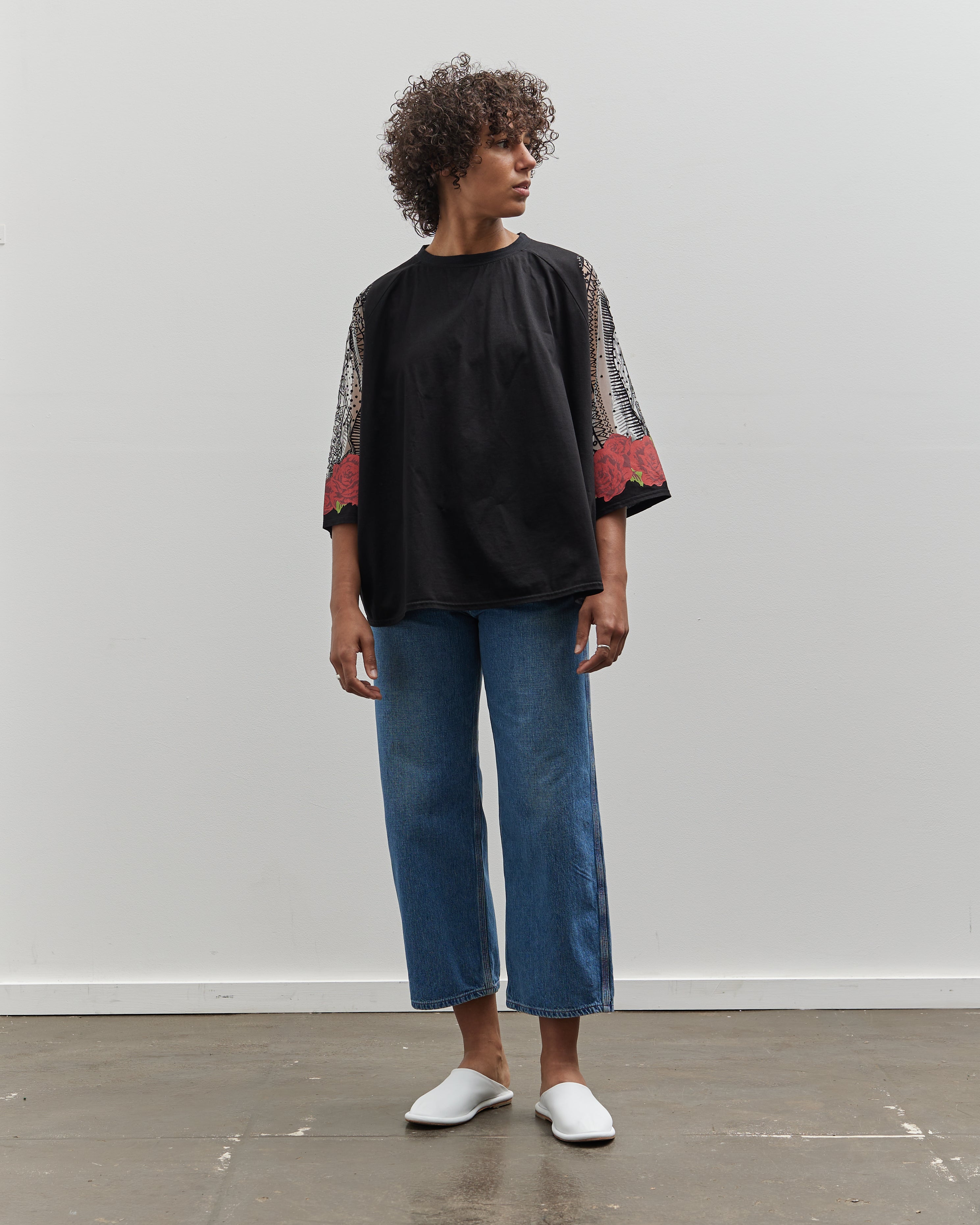 Kapital Jersey Burn Out Raglan Huge Tee, Black Virgin Mary – Glasswing