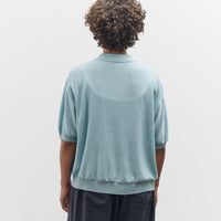 Kapital Knit x 8oz Denim Coverall Polo Shirt, Sax