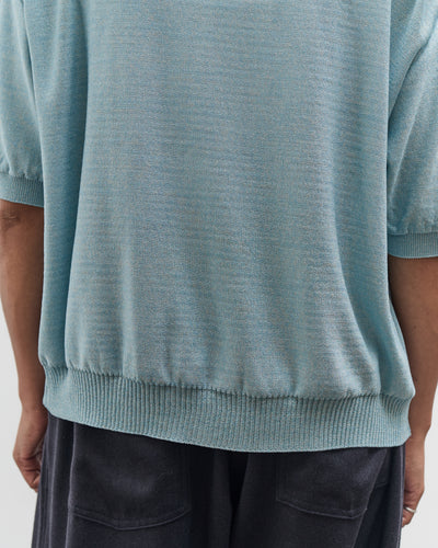 Kapital Knit x 8oz Denim Coverall Polo Shirt, Sax
