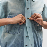 Kapital Knit x 8oz Denim Coverall Polo Shirt, Sax
