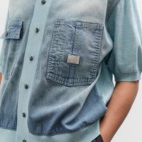 Kapital Knit x 8oz Denim Coverall Polo Shirt, Sax