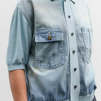 Kapital Knit x 8oz Denim Coverall Polo Shirt, Sax