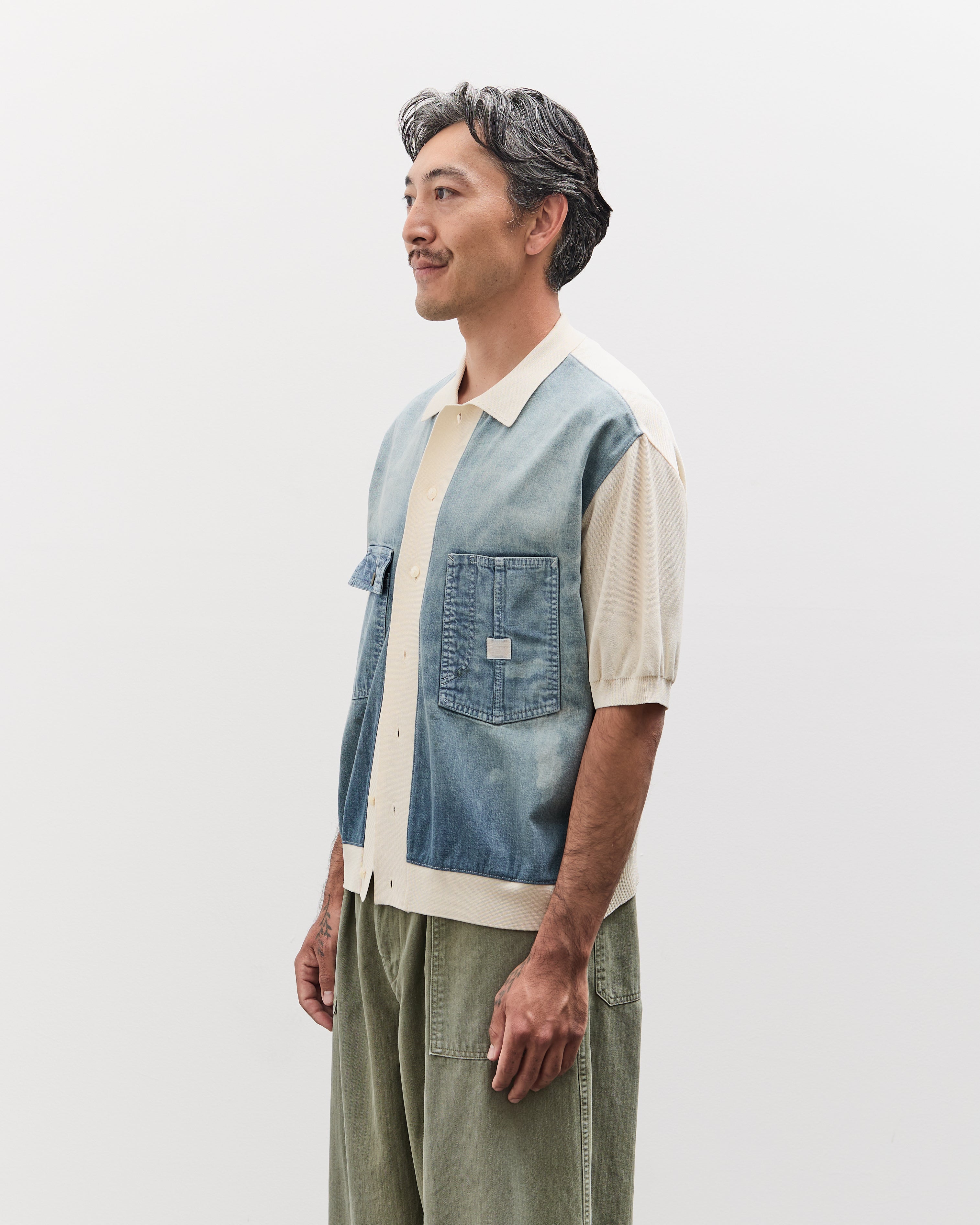 Kapital Unisex Knit x 8oz Denim Coverall Polo Shirt, Ecru – Glasswing