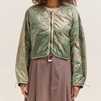 Kapital Nylon Quilted Dip-Dye Liner Cropped Bolero, Light Green