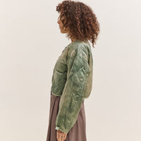 Kapital Nylon Quilted Dip-Dye Liner Cropped Bolero, Light Green