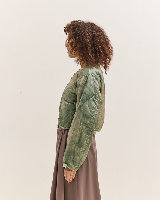 Kapital Nylon Quilted Dip-Dye Liner Cropped Bolero, Light Green