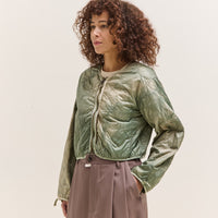 Kapital Nylon Quilted Dip-Dye Liner Cropped Bolero, Light Green