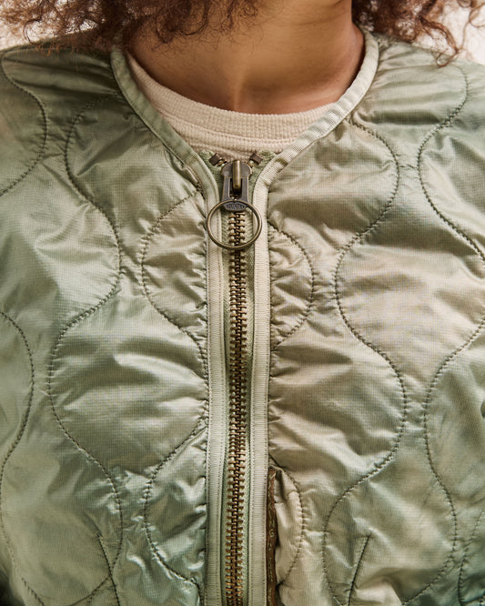 Kapital Nylon Quilted Dip-Dye Liner Cropped Bolero, Light Green