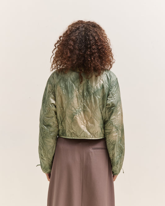 Kapital Nylon Quilted Dip-Dye Liner Cropped Bolero, Light Green