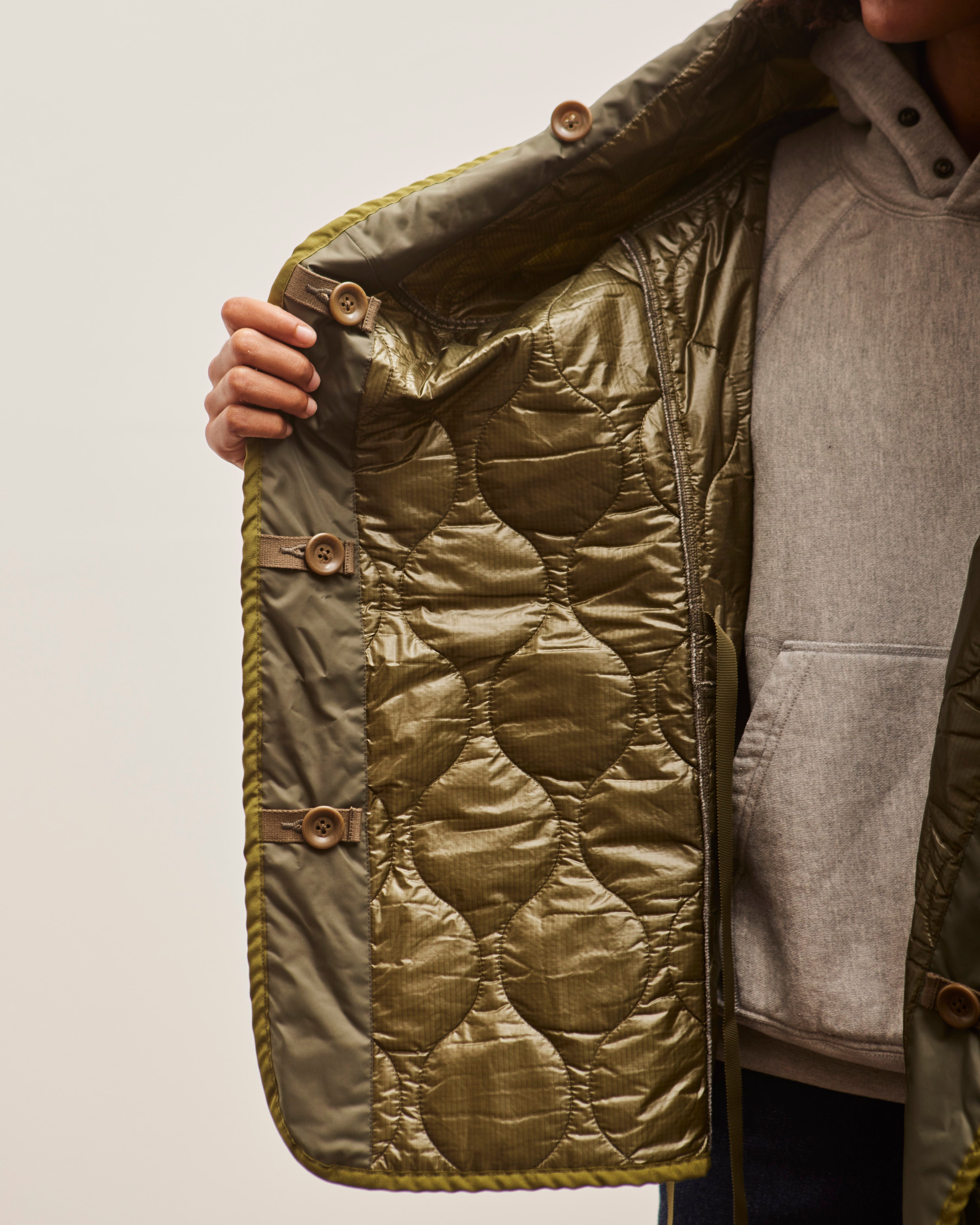 Kapital Nylon Quilting RING Coat, Khaki – Glasswing
