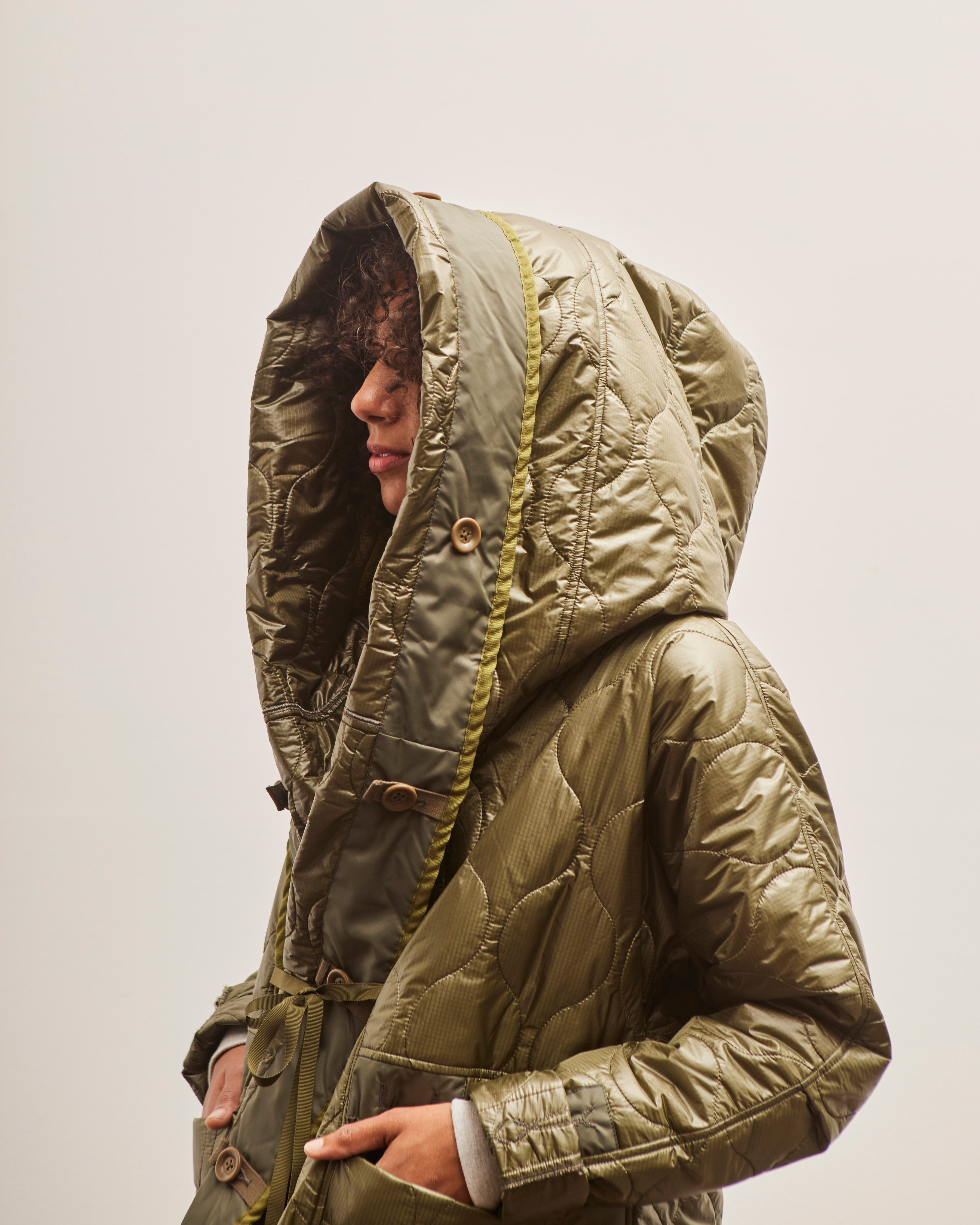 Kapital Nylon Quilting RING Coat, Khaki – Glasswing
