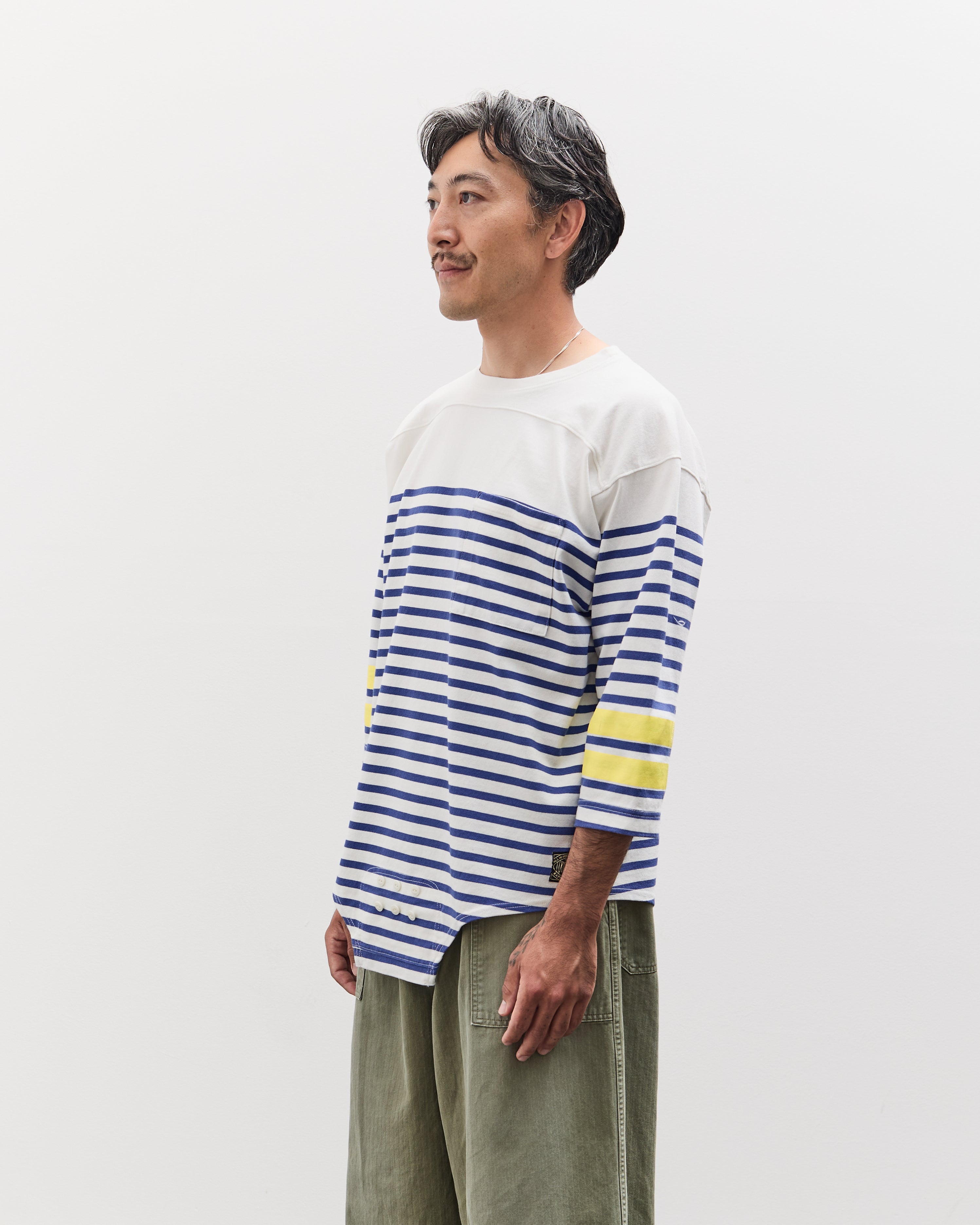 Kapital Panel Stripe Jersey SWIM Football T, White – Glasswing