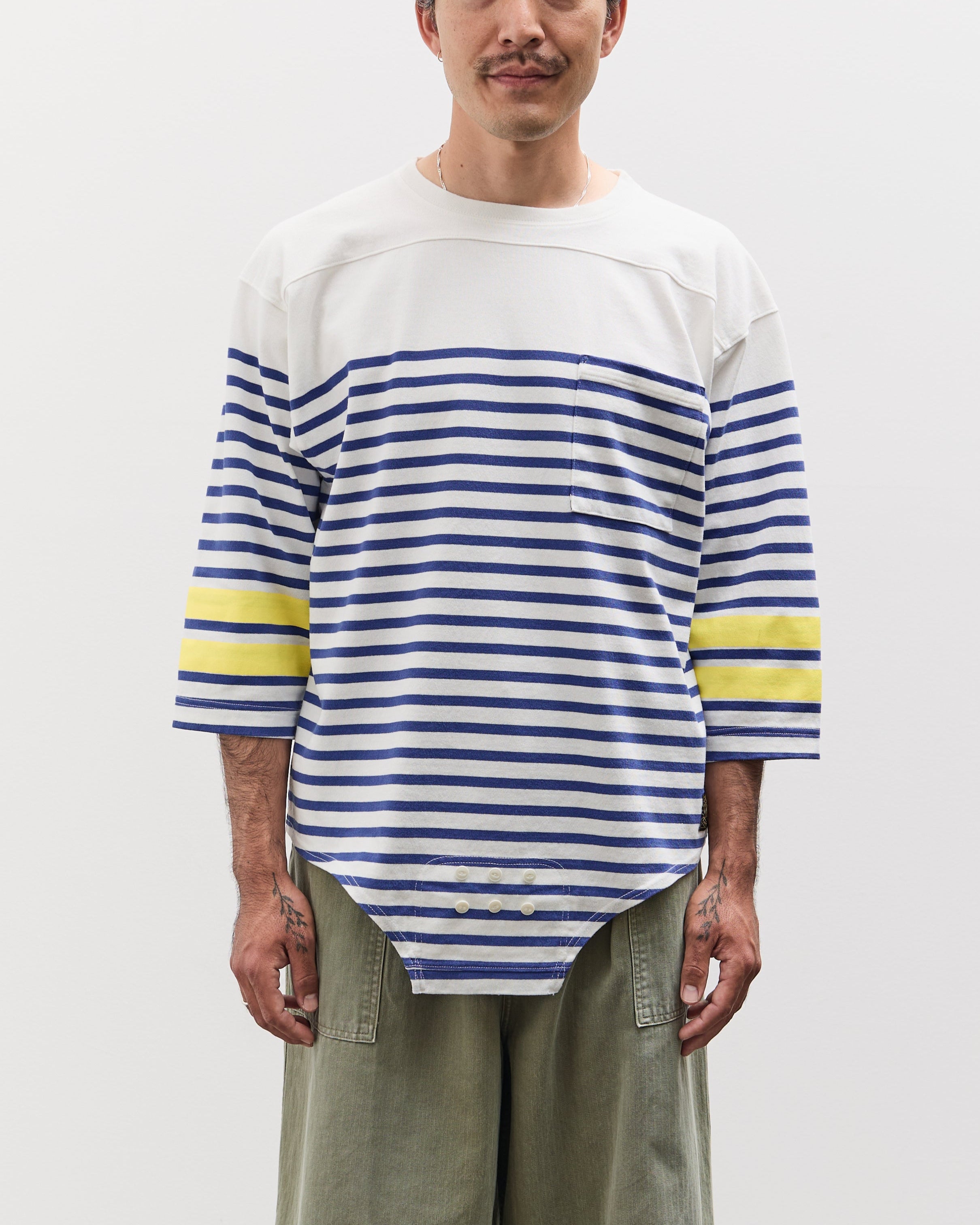 Kapital Panel Stripe Jersey SWIM Football T, White – Glasswing