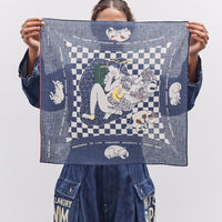 Kapital Rainskull No Woman No Cry Bandana, Navy Check