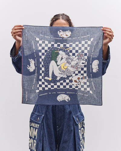 Kapital Rainskull No Woman No Cry Bandana, Navy Check