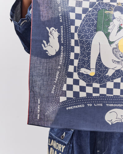 Kapital Rainskull No Woman No Cry Bandana, Navy Check