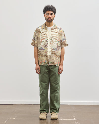 Kapital Rayon Aloha Shirt, Brown Kamekameha Bone