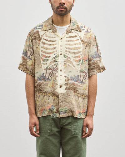 Kapital Rayon Aloha Shirt, Brown Kamekameha Bone