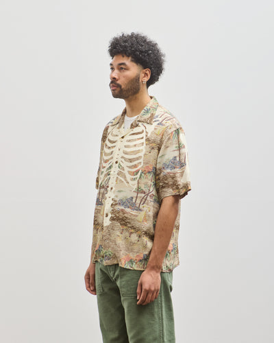 Kapital Rayon Aloha Shirt, Brown Kamekameha Bone