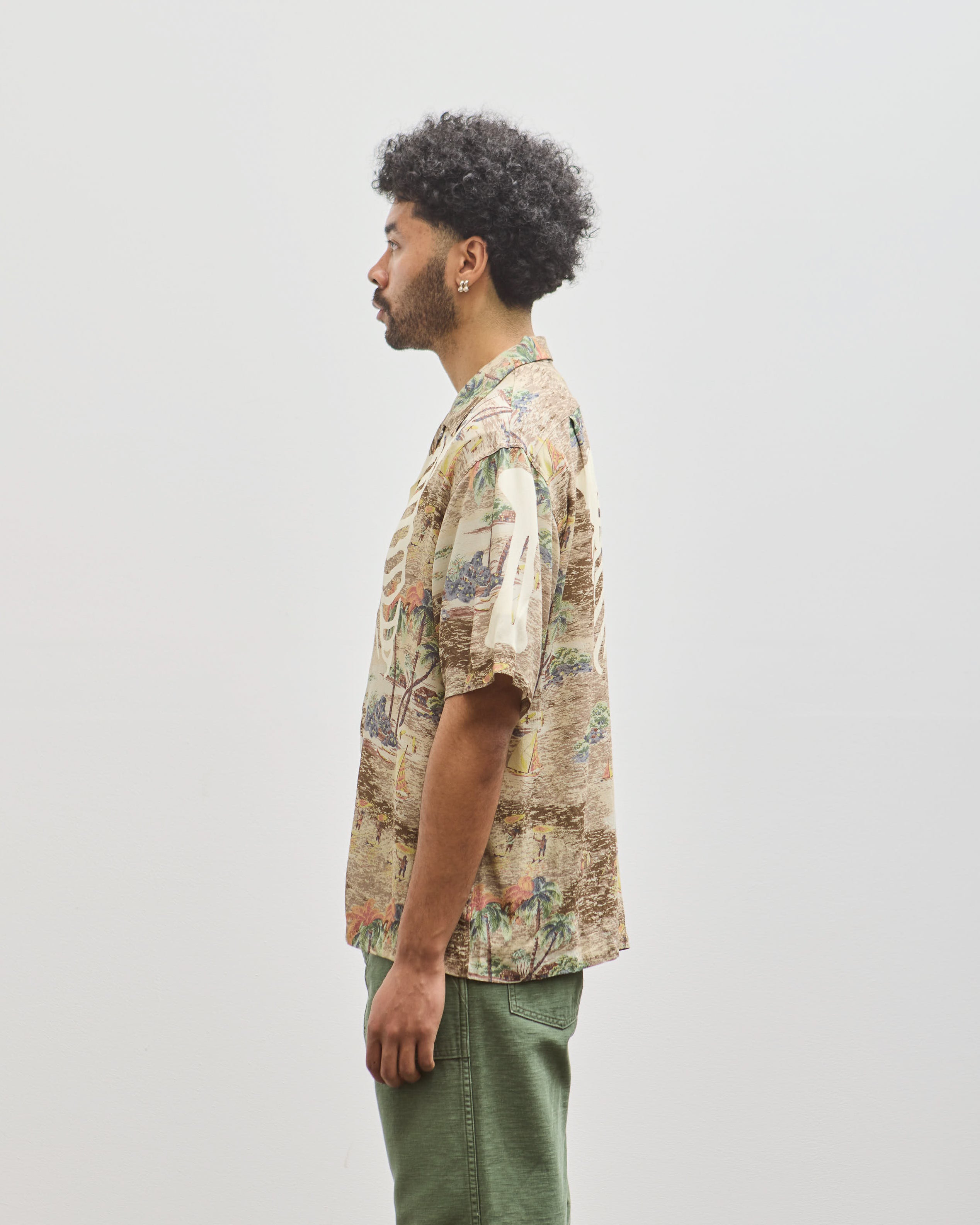 Kapital Rayon Aloha Shirt, Brown Kamekameha Bone – Glasswing