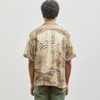 Kapital Rayon Aloha Shirt, Brown Kamekameha Bone